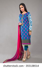 Indian Female Fashion Model Posing For Eastern Clothes