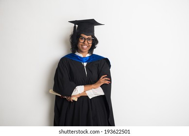 Indian Female Graduate  With Grey Background