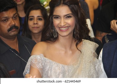 Indian Film Actress Sonam Kapoor At The Inauguration Of A Fashion Outlet Of Ambika Pillai On June 30, 2015 In New Delhi