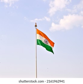 The Indian Flag Is Elegant, With Three Colors And A Circle In The Middle.