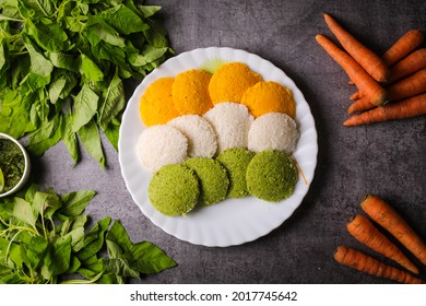 Indian  Flag Food,indian Tri Color Food Recipe,coloured Idly