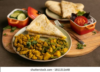 Indian Food photography of curry, naan and sandwiches 