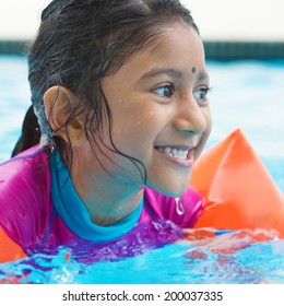 Indian Girl Learning Swimming Pool Asian Stock Photo 200037335 ...