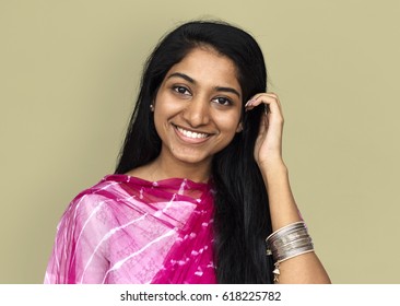 Indian girl smiling casual studio portrait