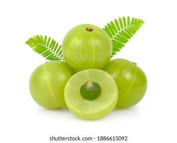 indian gooseberry or Amla (Phyllanthus emblica) with leaf isolated on white background