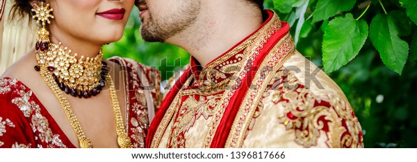 Indian Groom Bride Romantic Posing Wedding Stock Photo Edit Now