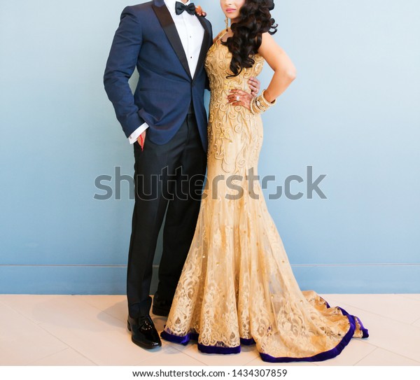 Indian Groom Bride Showing Wedding Dress Stock Photo Edit Now 1434307859