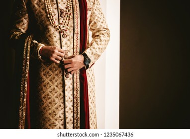 Indian Groom Getting His Sherwani