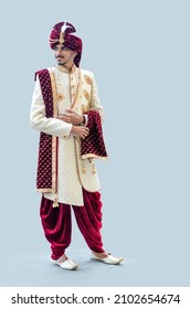 Indian Groom Wearing Traditional Costume Sherwani.