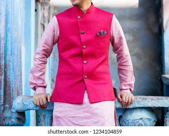 Indian Groom's Showing Kurta And Waskit