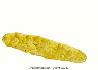 indian gujarati traditional tea time snack food fafda,fafda papdi,papadi,white background,top view,copy space