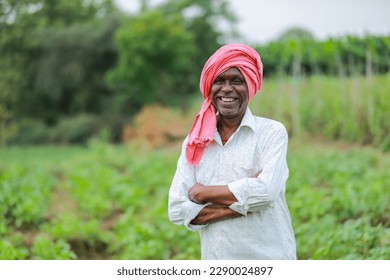 Indian happy farmer, farmer smiling in farm
