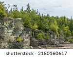 The Indian Head Cove in The Bruce Peninsula National Park, Ontario, Canada near The Grotto, Bruce trail, Georgian Bay Trail and Cyprus lake at Tobermory tourist  attractions. Canadian staycation. 