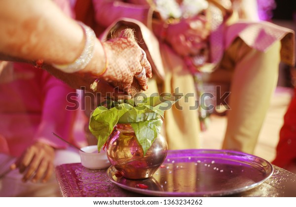 Indian Hindu Wedding Ceremony Kalash Arrangement Stock Photo Edit