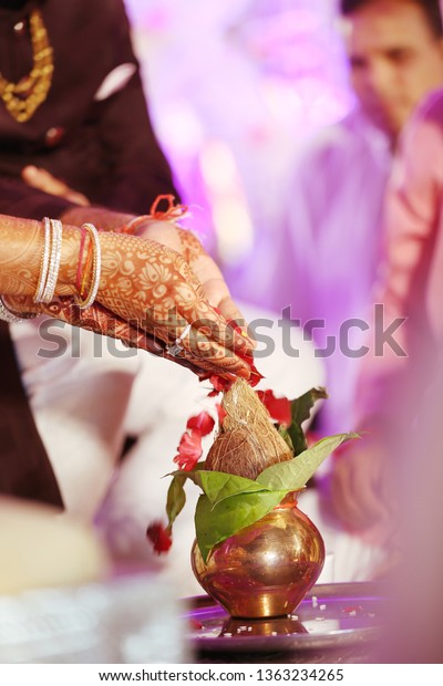 Indian Hindu Wedding Ceremony Kalash Arrangement Stock Photo Edit