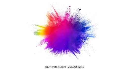 Indian Holi festival background. Colorful color splash explosion and explosion of holi colors. Isolated banner poster background. - Shutterstock ID 2263068275