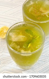 Indian homemade summer drink, made from lemon, mint leaves cumin seed powder