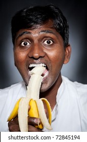 Indian Hungry Man Eating Banana Black Stock Photo 72845194 | Shutterstock