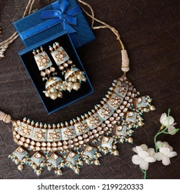 Indian Jewellery Necklace set with kundan - Shutterstock ID 2199220333