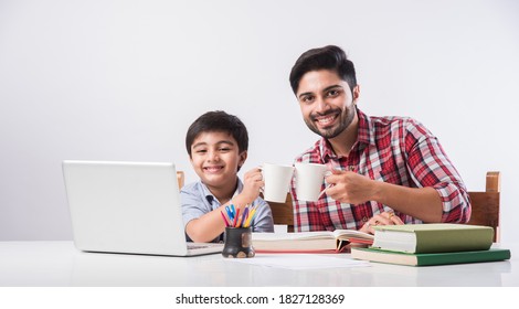 Focused Indian Young Couple Accounting Calculating Stock Photo ...