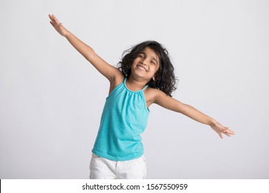 Indian Kids Activities In White Studio Background 