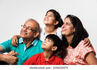 Indian Kids Grandparents Smiling While Sitting Stock Photo 1534210373 ...