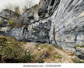 Indian Ladder trail, along the Helderberg Escarpment. Thacher State Park has world renown fossil-bearing formations and provides scenic vista mountain and valley views. Climb among rocks, caves, paths - Powered by Shutterstock