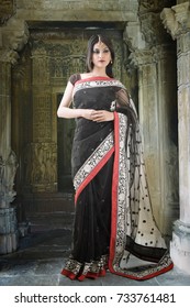 Indian Lady In Black Saree