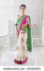 Indian Lady In Designer Wear Saree