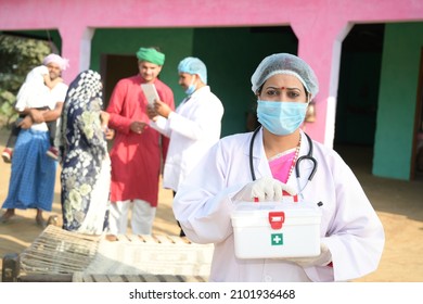 An Indian Lady Doctor Going To Village For Health Checkup