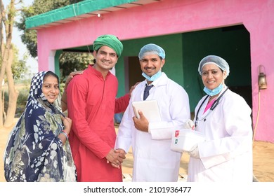 An Indian Lady Doctor Going To Village For Health Checkup