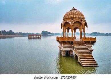 Indian Landmark Gadi Sagar - Artificial Lake. Jaisalmer, Rajasthan, India