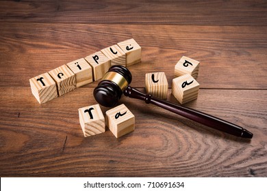 Indian Law On Triple Talaq Or Divorce Showing Wooden Gavel And Alphabate Written Over Wooden Block