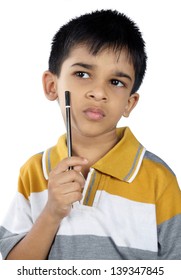 Indian Little Boy Thinking