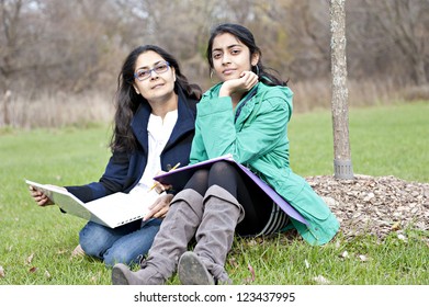 Indian Loving Mother And Daughter In Outdoors