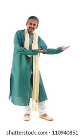 Indian Male In Dhoti Dress, Full Body Welcome Gesture