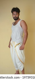 Indian Male Model Wearing Dhoti And Vest