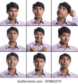 Indian Man 9 Facial Expressions Composite 