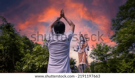 indian man doing shiva worship hindu concept