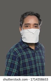 Indian Man With Handkerchief Mask For Covid-19 / Coronavirus Prevention