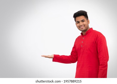 Indian Man Showing Hand As Product