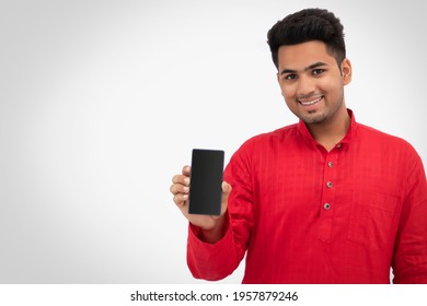 Indian Man Showing Mobile Phone