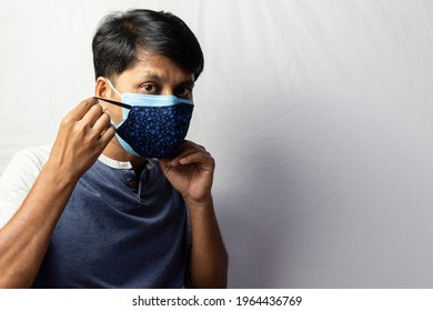 An Indian Man Shows Double Masking During Covid-19 Pandemic, Healthcare Concept