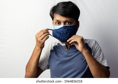 An Indian Man Shows Double Masking During Covid-19 Pandemic, Healthcare Concept