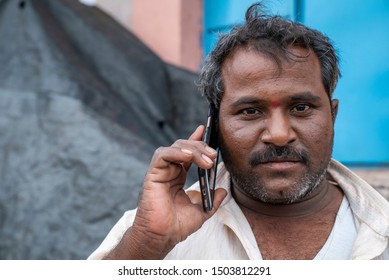 Indian Marathi Middle Age Man With Mobile Phone Marathwada Region Satara District Maharashtra State India
Clicked On 16 August 2018