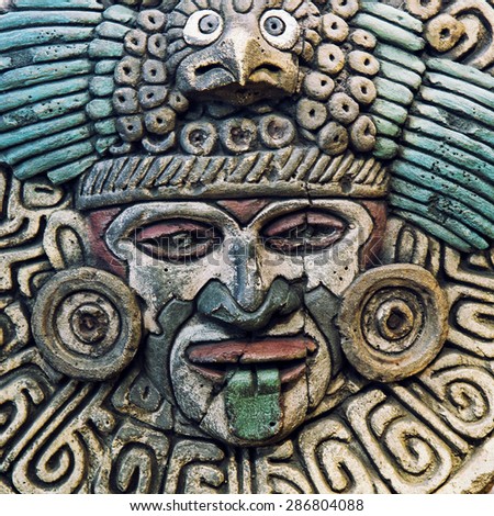 Indian mayan carved in stone 