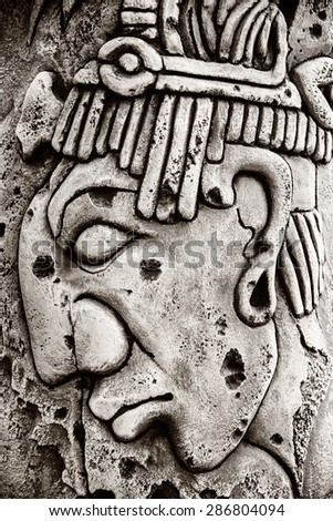 Indian mayan carved in stone 