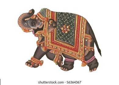 Indian Miniature Painting Of Elephant