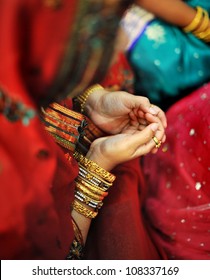 Indian Muslim Prayer In Red Sari