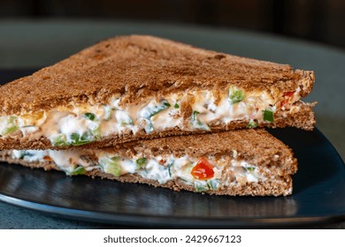 Indian plain sandwich with vegetable and sauce in plate, India, close up - Powered by Shutterstock